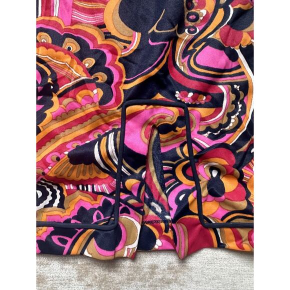 Vintage Hollywood Vasserette Skirt Slip Sz S Paisley Pink Blue Pattern Floral - Picture 2 of 11